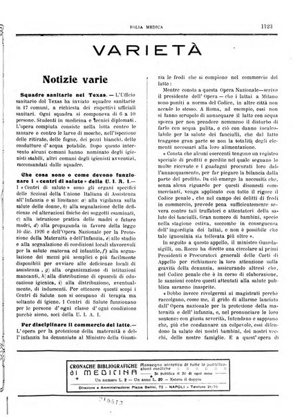 Folia medica periodico trimensile di patologia e clinica medica