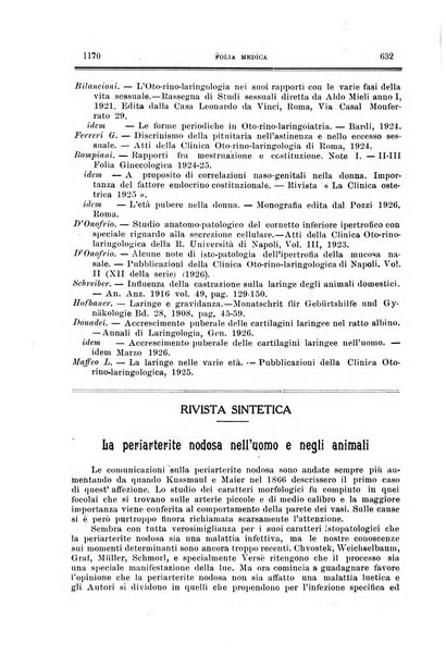 Folia medica periodico trimensile di patologia e clinica medica