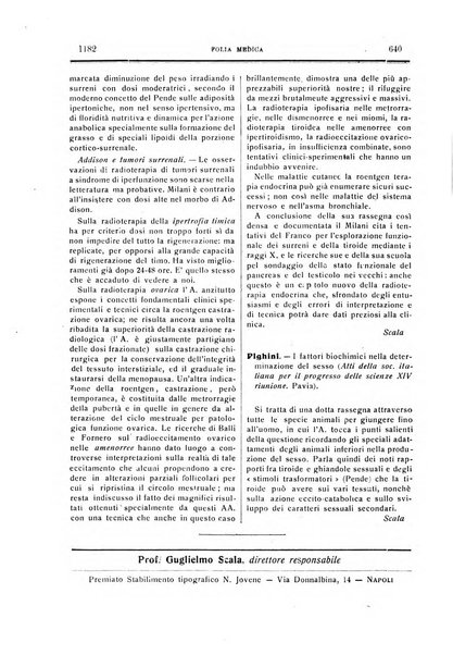 Folia medica periodico trimensile di patologia e clinica medica