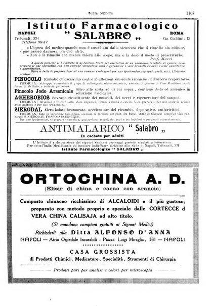 Folia medica periodico trimensile di patologia e clinica medica