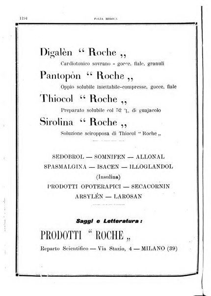 Folia medica periodico trimensile di patologia e clinica medica