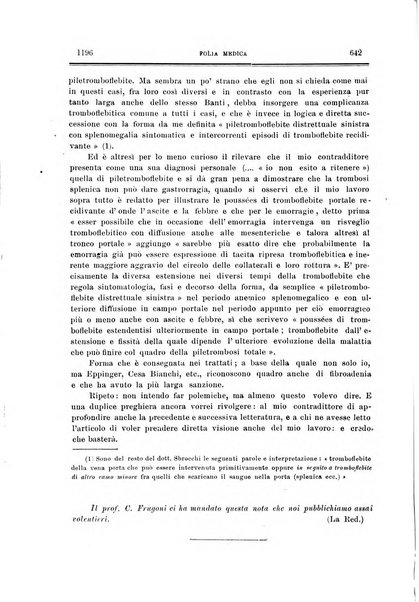 Folia medica periodico trimensile di patologia e clinica medica