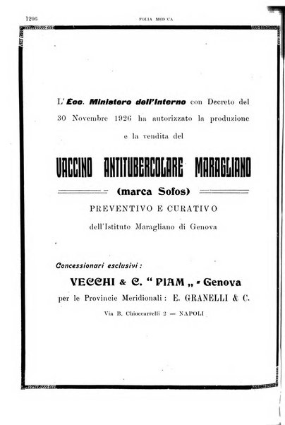 Folia medica periodico trimensile di patologia e clinica medica