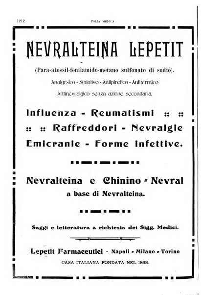 Folia medica periodico trimensile di patologia e clinica medica