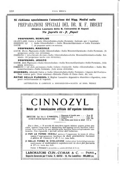 Folia medica periodico trimensile di patologia e clinica medica