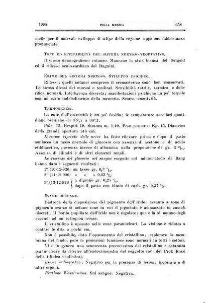 Folia medica periodico trimensile di patologia e clinica medica