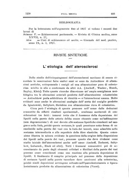 Folia medica periodico trimensile di patologia e clinica medica