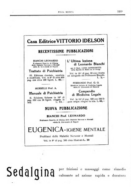 Folia medica periodico trimensile di patologia e clinica medica