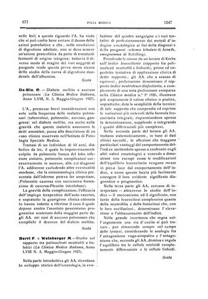 Folia medica periodico trimensile di patologia e clinica medica