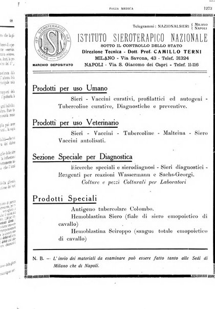 Folia medica periodico trimensile di patologia e clinica medica