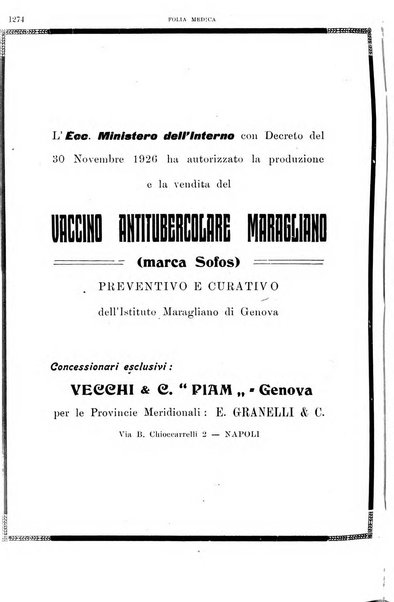 Folia medica periodico trimensile di patologia e clinica medica