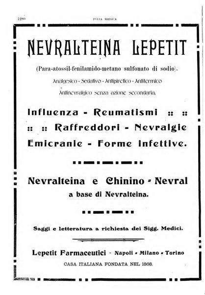 Folia medica periodico trimensile di patologia e clinica medica