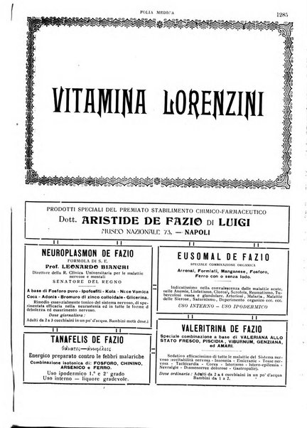 Folia medica periodico trimensile di patologia e clinica medica