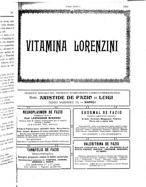 Folia medica periodico trimensile di patologia e clinica medica