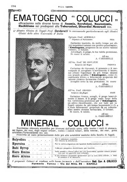 Folia medica periodico trimensile di patologia e clinica medica