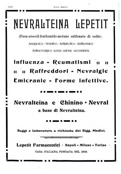 Folia medica periodico trimensile di patologia e clinica medica