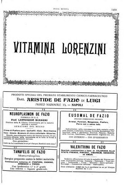 Folia medica periodico trimensile di patologia e clinica medica