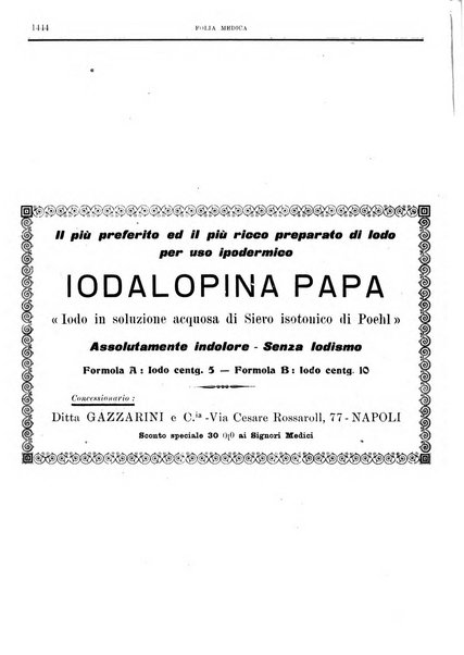 Folia medica periodico trimensile di patologia e clinica medica