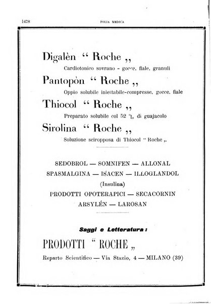 Folia medica periodico trimensile di patologia e clinica medica