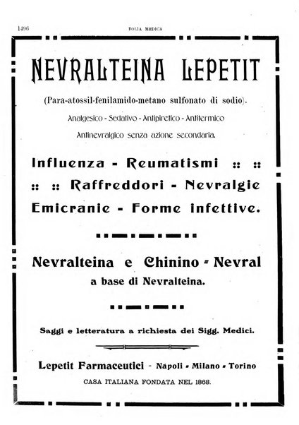 Folia medica periodico trimensile di patologia e clinica medica