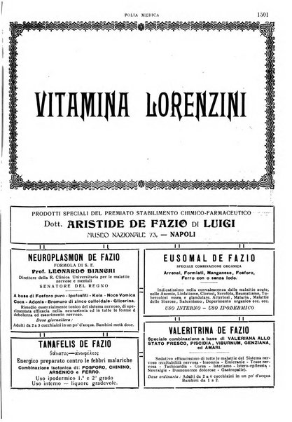 Folia medica periodico trimensile di patologia e clinica medica