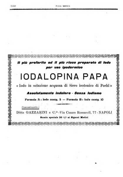 Folia medica periodico trimensile di patologia e clinica medica