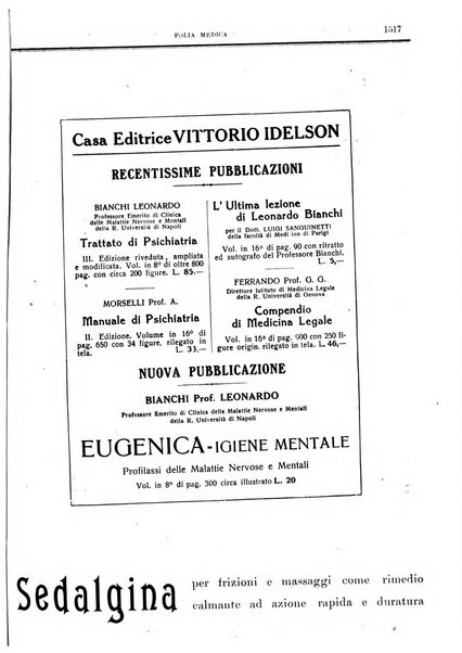 Folia medica periodico trimensile di patologia e clinica medica