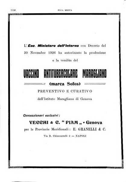 Folia medica periodico trimensile di patologia e clinica medica