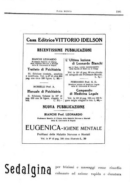 Folia medica periodico trimensile di patologia e clinica medica