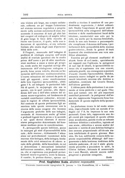 Folia medica periodico trimensile di patologia e clinica medica