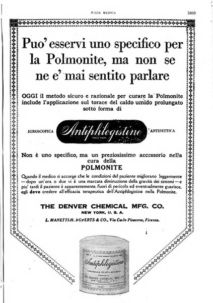 Folia medica periodico trimensile di patologia e clinica medica