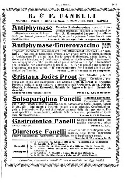 Folia medica periodico trimensile di patologia e clinica medica