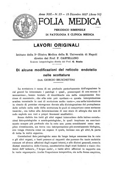 Folia medica periodico trimensile di patologia e clinica medica