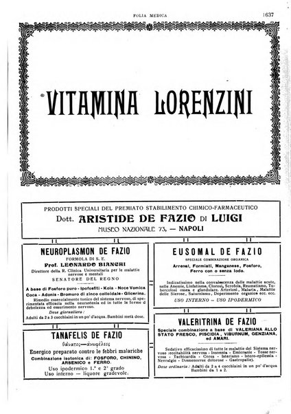 Folia medica periodico trimensile di patologia e clinica medica