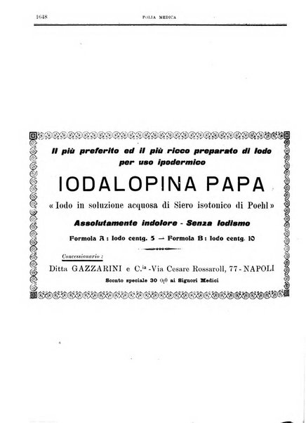 Folia medica periodico trimensile di patologia e clinica medica