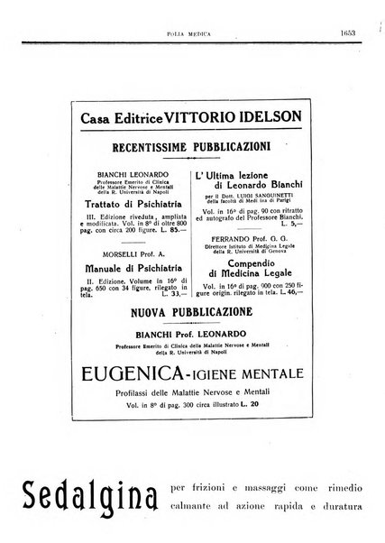 Folia medica periodico trimensile di patologia e clinica medica