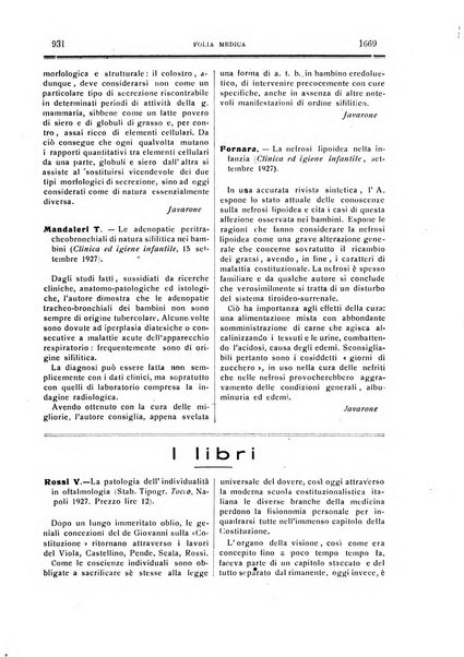 Folia medica periodico trimensile di patologia e clinica medica