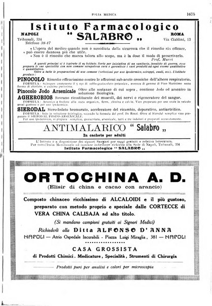 Folia medica periodico trimensile di patologia e clinica medica