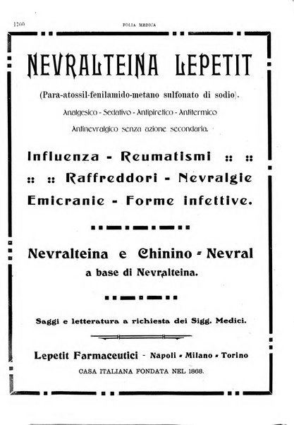 Folia medica periodico trimensile di patologia e clinica medica