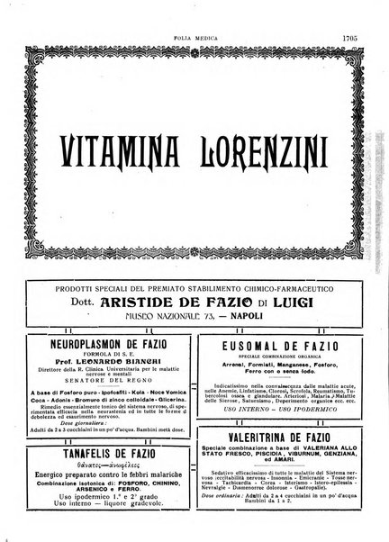 Folia medica periodico trimensile di patologia e clinica medica