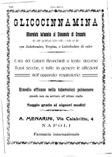 Folia medica periodico trimensile di patologia e clinica medica