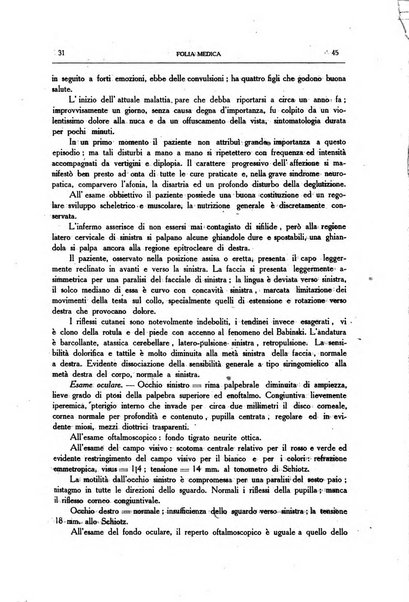 Folia medica periodico trimensile di patologia e clinica medica