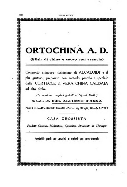 Folia medica periodico trimensile di patologia e clinica medica