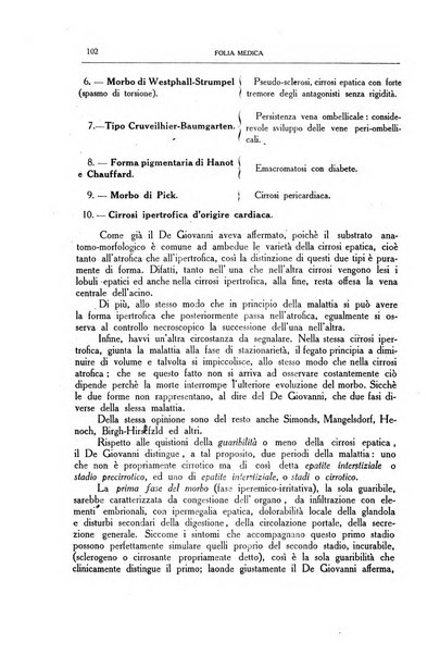 Folia medica periodico trimensile di patologia e clinica medica