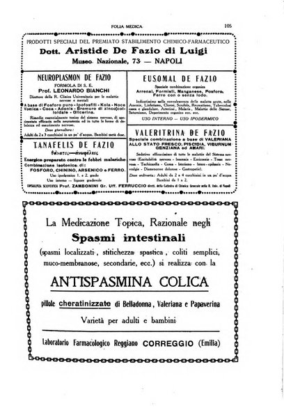 Folia medica periodico trimensile di patologia e clinica medica