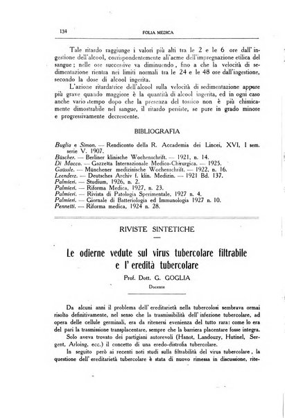 Folia medica periodico trimensile di patologia e clinica medica