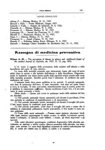 Folia medica periodico trimensile di patologia e clinica medica