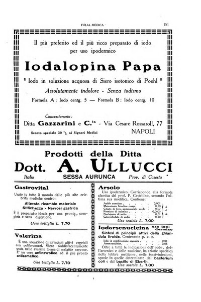 Folia medica periodico trimensile di patologia e clinica medica