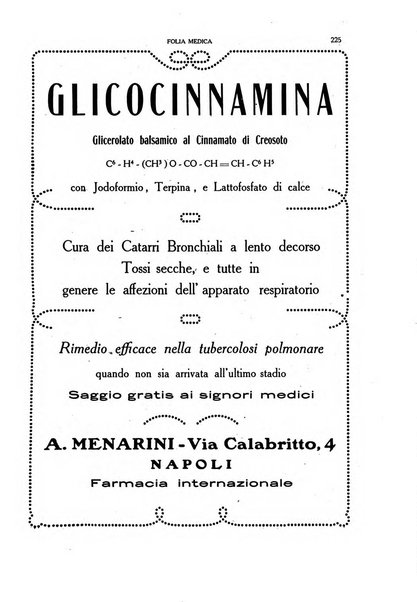 Folia medica periodico trimensile di patologia e clinica medica