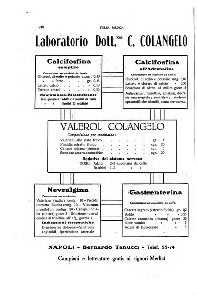 Folia medica periodico trimensile di patologia e clinica medica